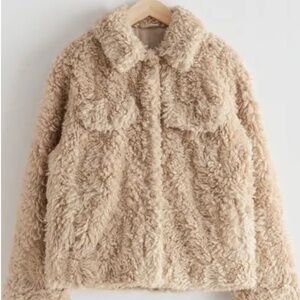& Other Stories Faux Fur Teddy Jacket in Beige